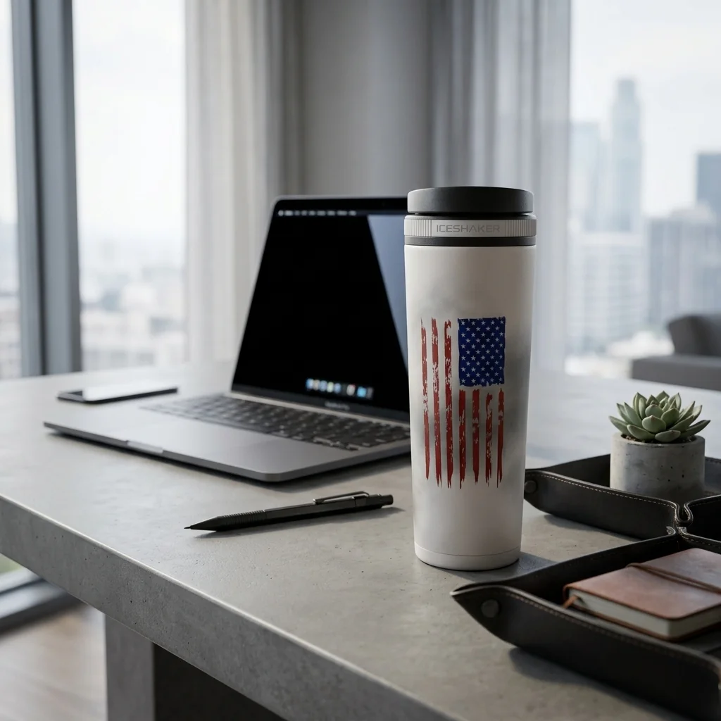 Mode branded tumbler on modern desk